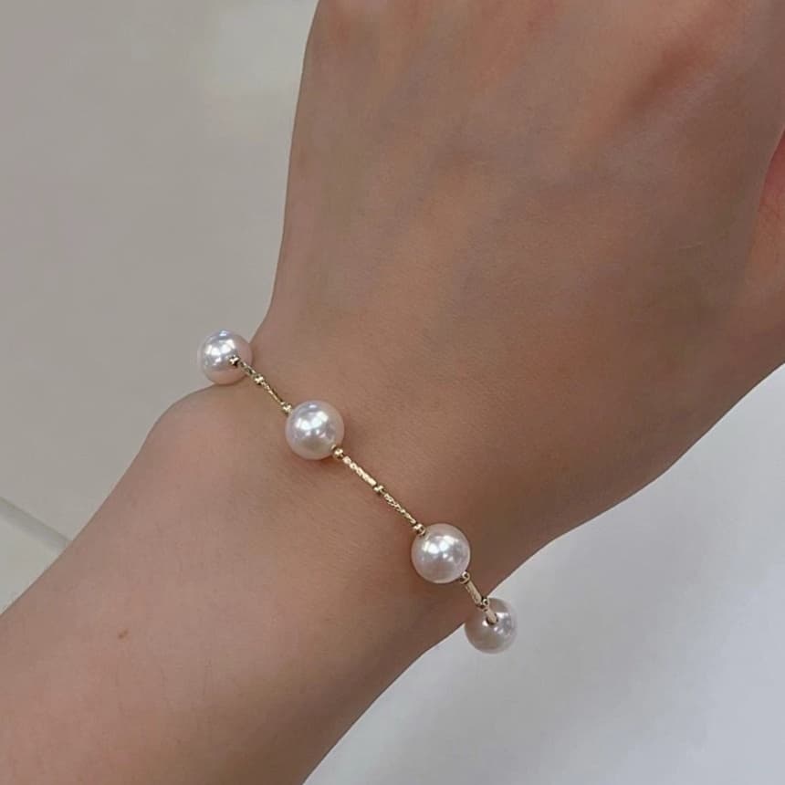 結婚式 アクセサリー 優美な真珠飾りブレスレット