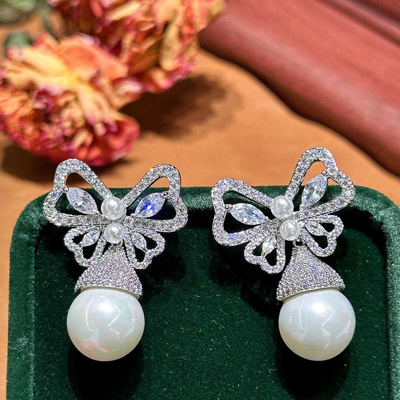 結婚式 アクセサリー 蝶モチーフパール ドロップピアス