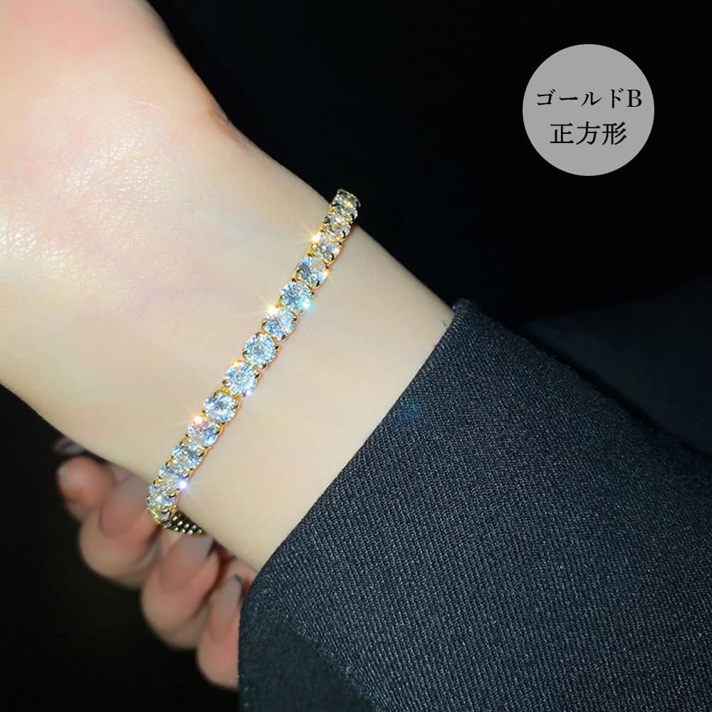結婚式 アクセサリー 輝くラインストーンブレスレット