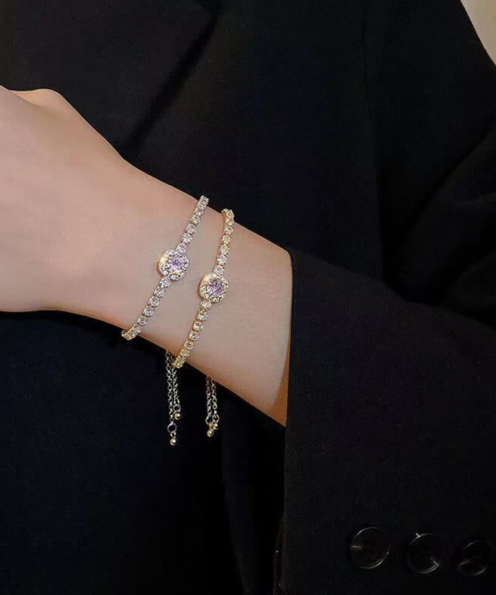 結婚式 アクセサリー 輝石ブレスレット韓国風調整可能バングル