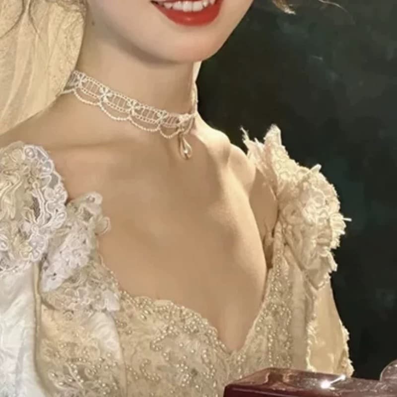 結婚式 アクセサリー 蝶結び真珠の輝きネックレス