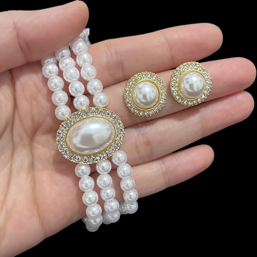 結婚式 アクセサリー 上品パール ネックレス イヤリングセット