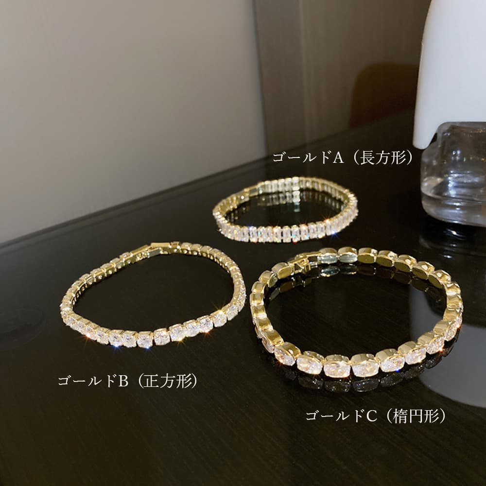 結婚式 アクセサリー 輝くラインストーンブレスレット