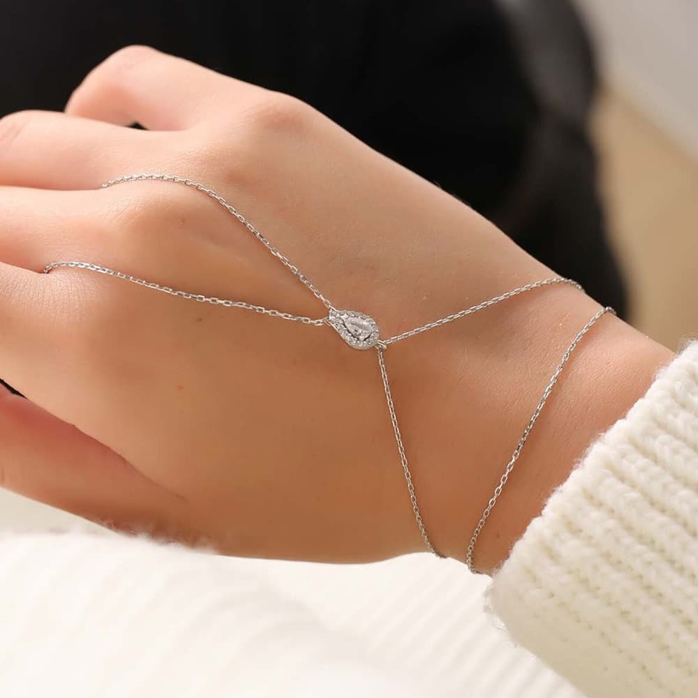結婚式 アクセサリー 煌めき しずくモチーフ 二連ブレスレット