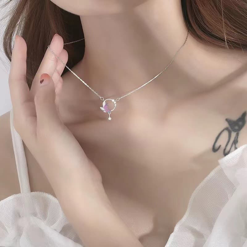 結婚式 アクセサリー 蝶モチーフ クリスタルネックレス