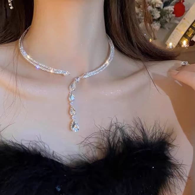 結婚式 アクセサリー クリスタル煌めき ウェディングネックレス