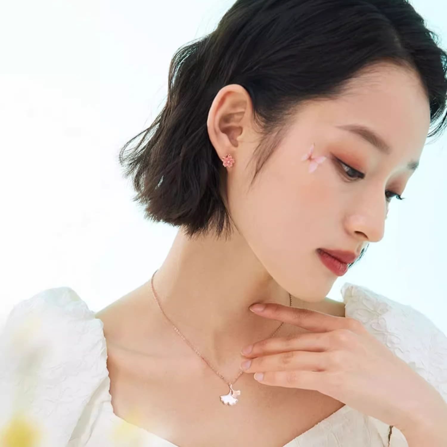 結婚式 アクセサリー 雫のしずく イチョウ ネックレス