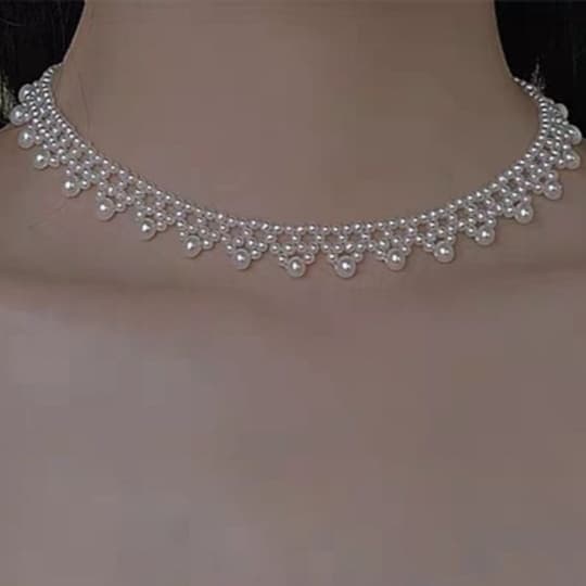 結婚式 アクセサリー 優美なパール飾り付きチョーカー