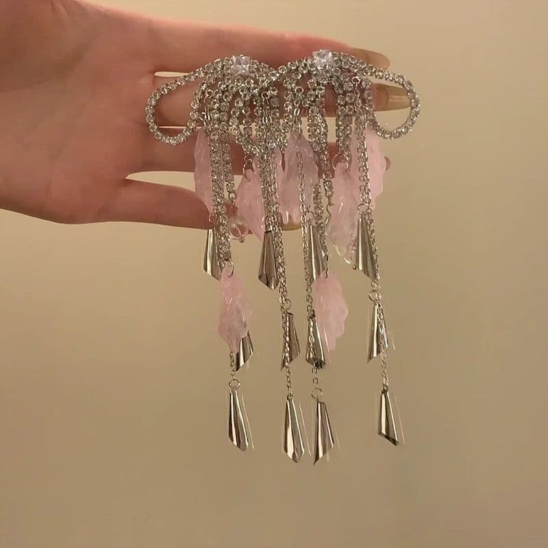 結婚式 アクセサリー 結晶の雫 揺れるロングピアス