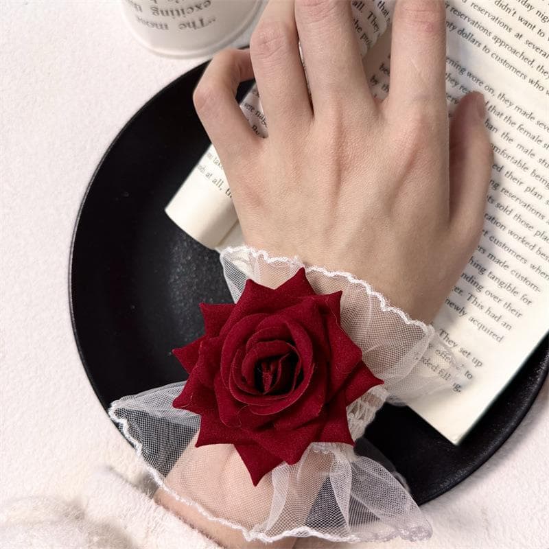 結婚式 アクセサリー 薔薇レースブレスレット