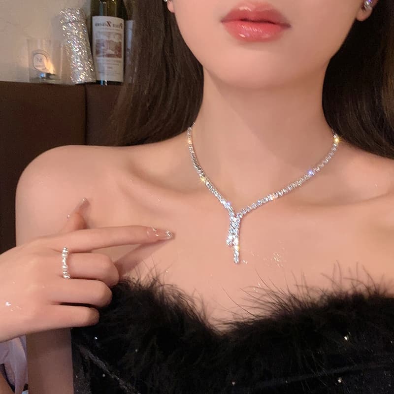 結婚式 アクセサリー 上品な輝き シンプル ウェディングネックレス
