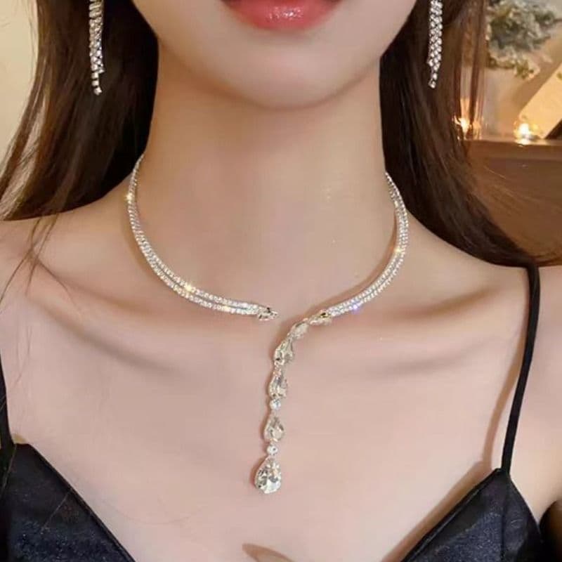 結婚式 アクセサリー クリスタル煌めき ウェディングネックレス