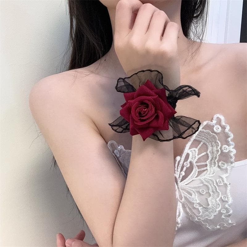 結婚式 アクセサリー 薔薇レースブレスレット