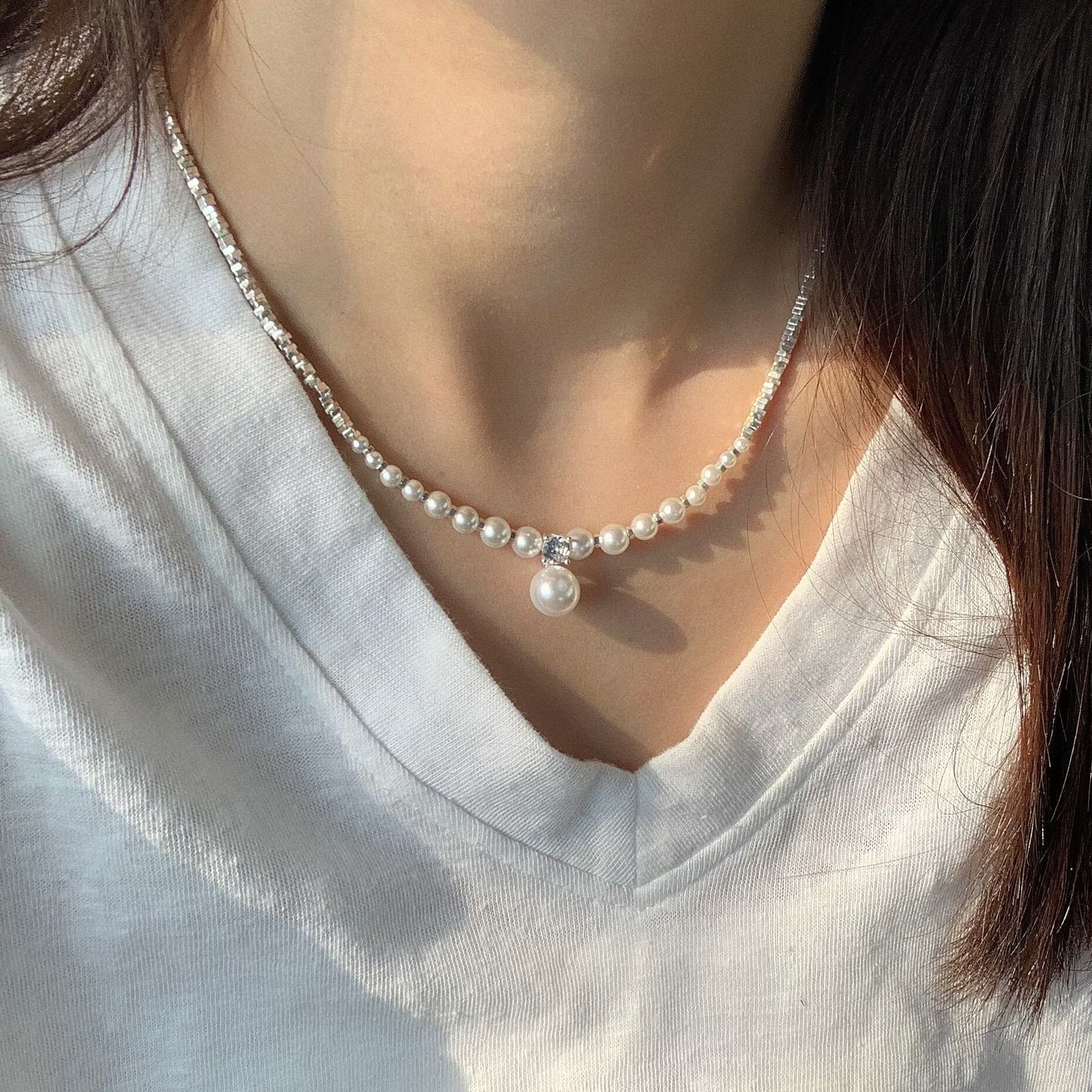 結婚式 アクセサリー エレガント パール ドロップ ネックレス