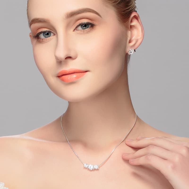 結婚式 アクセサリー 上品な花結晶ネックレス&イヤリングセット