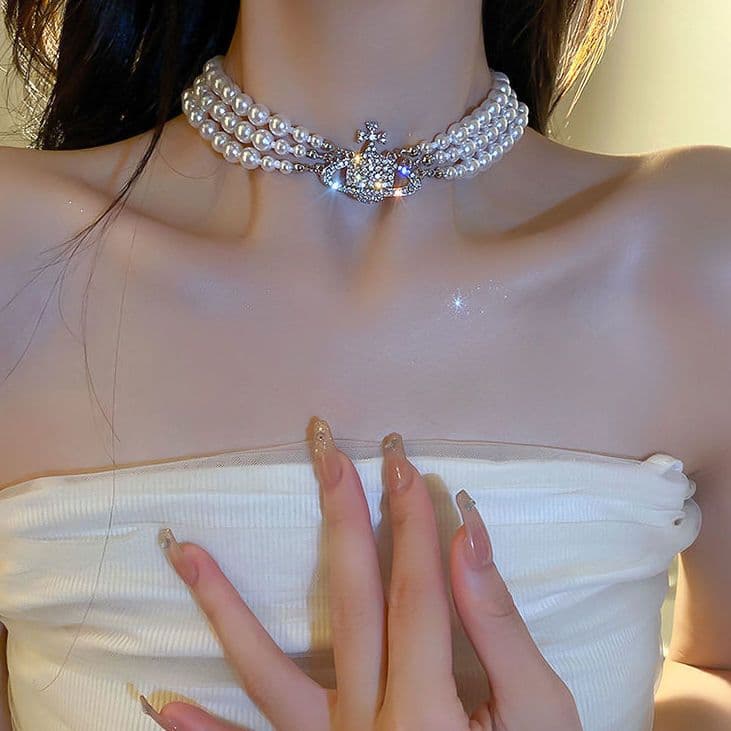 結婚式 アクセサリー 上品パールドロップネックレス