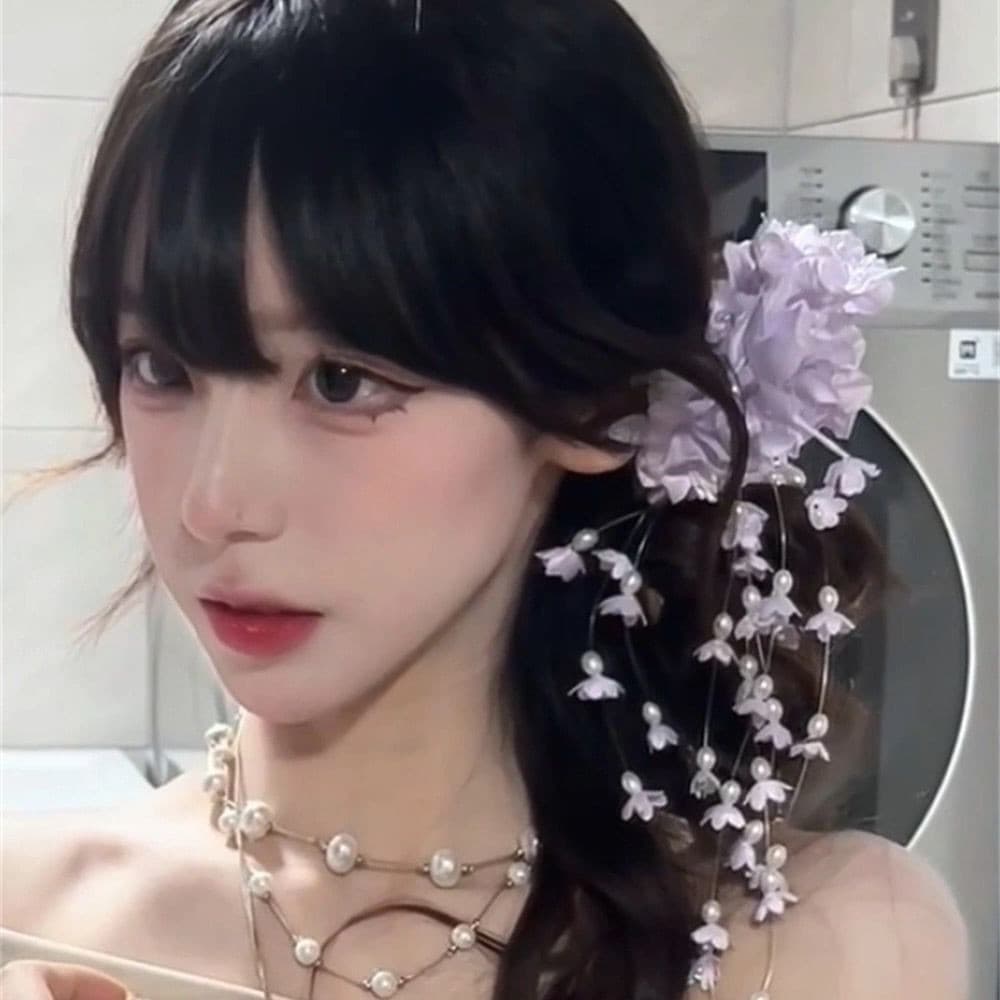 結婚式 アクセサリー 優美な花かんむり ティアラ 真珠の小枝飾り