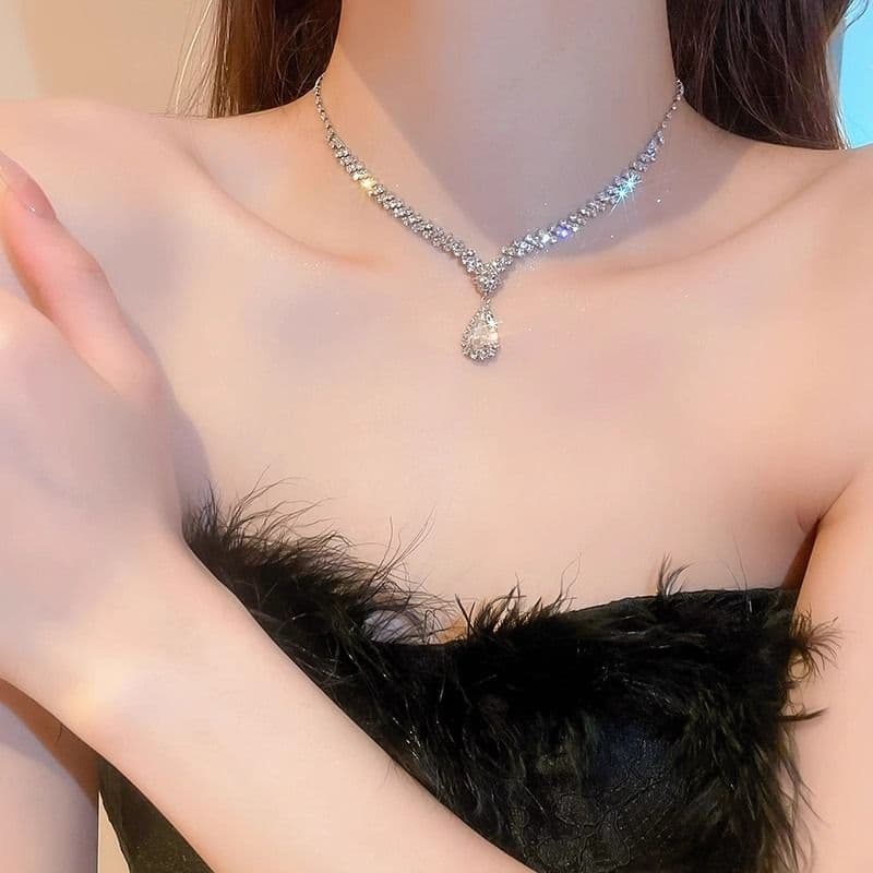 結婚式 アクセサリー クリスタル煌めき ウェディングネックレス