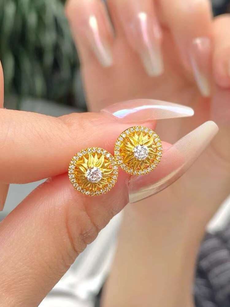 結婚式 アクセサリー 優美な花芯輝きピアス