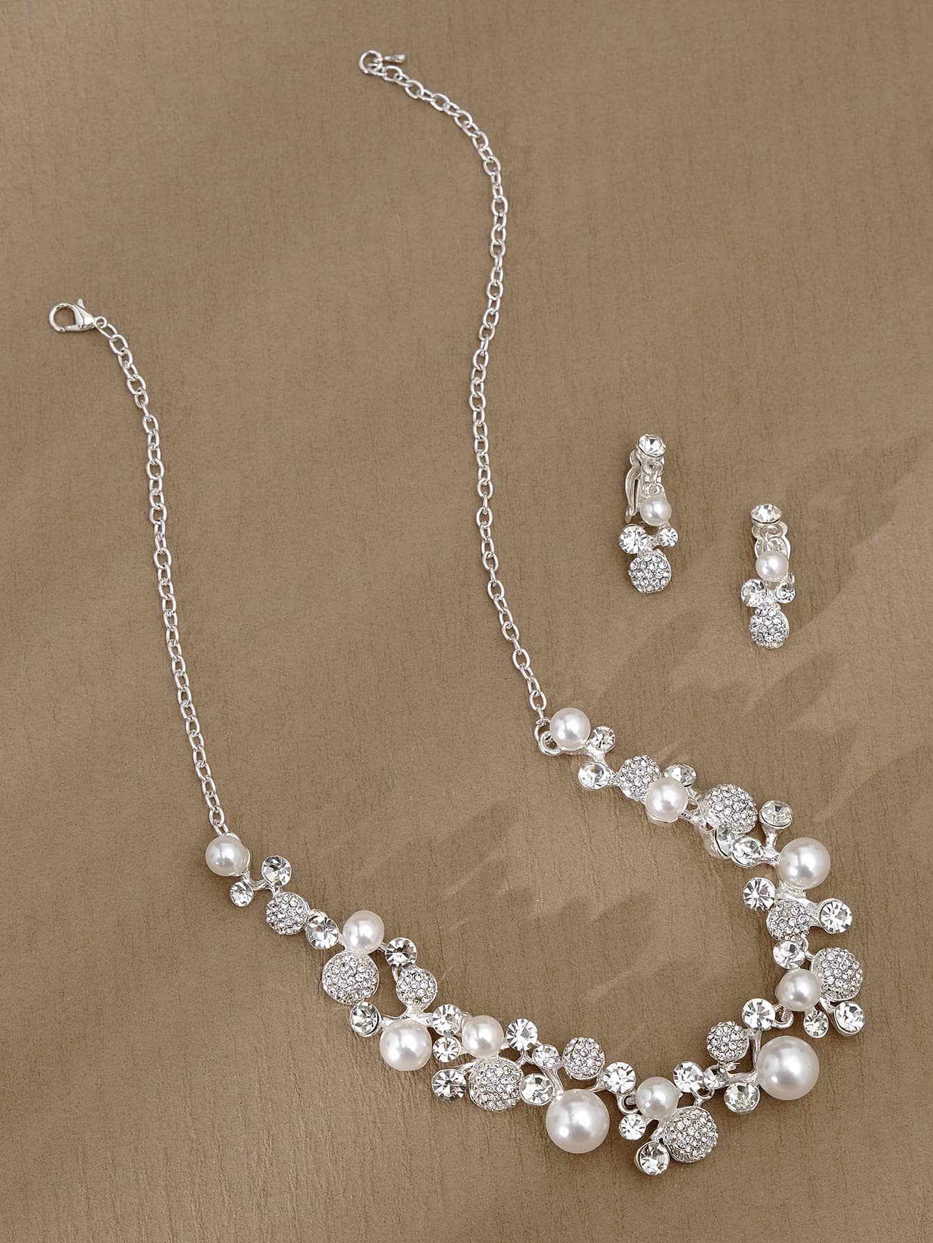 結婚式 アクセサリー 上品な花結晶ネックレス&イヤリングセット