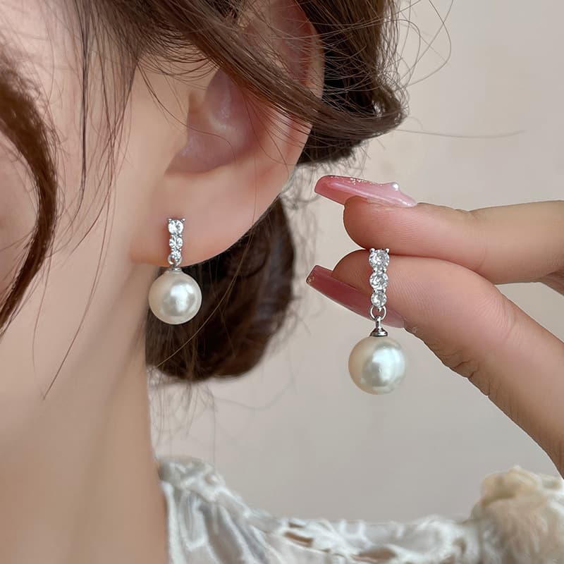 結婚式 アクセサリー クリスタルパール ウェディングピアス