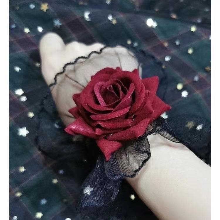 結婚式 アクセサリー 薔薇レースブレスレット